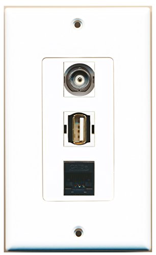 RiteAV - 1 Port USB A-A and 1 Port BNC and 1 Port Cat5e Ethernet Black Decorative Wall Plate Decorative