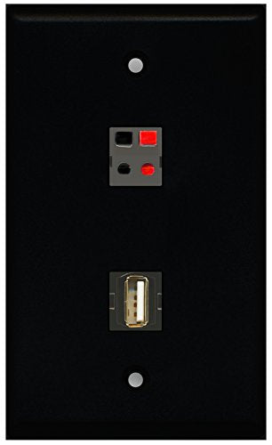 RiteAV - Black 1 Port USB A-A 1 Port Speaker Wall Plate