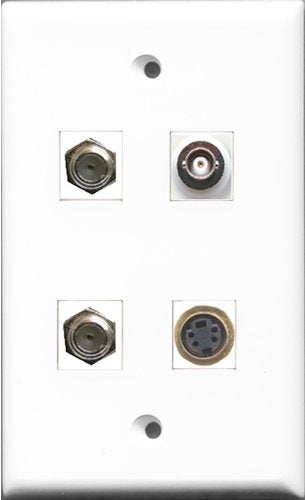 RiteAV - 2 Port Coax Cable TV- F-Type and 1 Port S-Video and 1 Port BNC Wall Plate