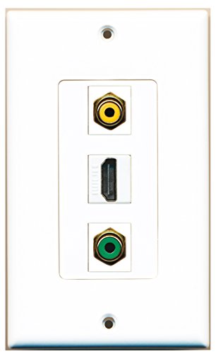 RiteAV - 1 Port HDMI and 1 Port RCA Yellow and 1 Port RCA Green Decorative Wall Plate