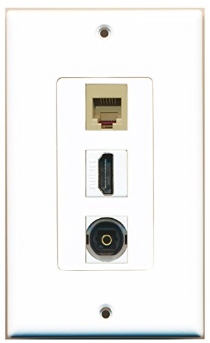 RiteAV - 1 Port HDMI 1 Phone RJ11 RJ12 Beige 1 Toslink Wall Plate Decorative