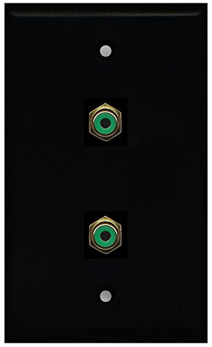 RiteAV - Black 2 Port RCA Green Wall Plate