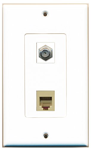 RiteAV - 1 Port Coax 1 Port Phone RJ11 RJ12 Beige Decorative Type Wall Plate - Bracket Included