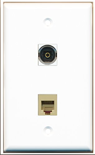 RiteAV - 1 Port Phone RJ11 RJ12 Beige 1 Port Toslink Wall Plate - Bracket Included