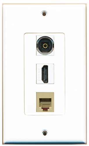 RiteAV - 1 Port HDMI and 1 Port Phone RJ11 RJ12 Beige and 1 Port Toslink Decorative Wall Plate