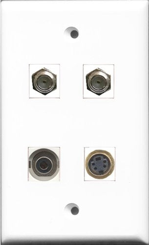 RiteAV - 2 Port Coax Cable TV- F-Type and 1 Port S-Video and 1 Port 3.5mm Wall Plate