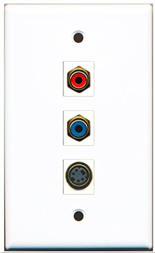 RiteAV - 1 Port RCA Red and 1 Port RCA Blue and 1 Port S-Video Wall Plate