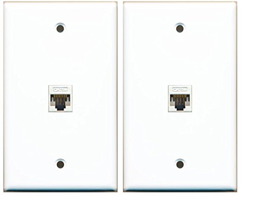 (2 Pack) RiteAV 1 Port Cat5e Rj45 Ethernet Wall Plate White
