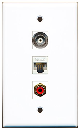 RiteAV - 1 Port RCA Red 1 BNC 1 Cat5e Ethernet White Wall Plate
