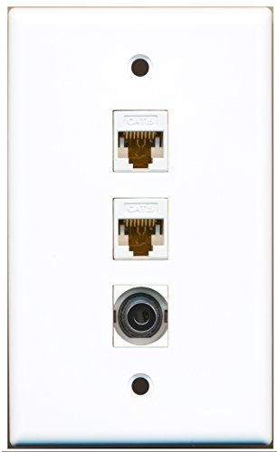 RiteAV - 1 Port 3.5mm 2 Port Cat6 Ethernet White Wall Plate