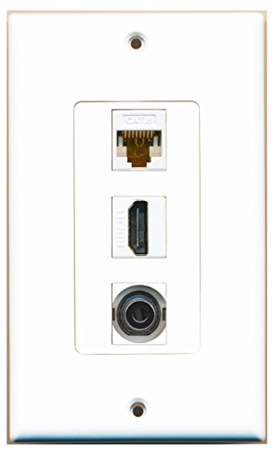 RiteAV - 1 Port HDMI and 1 Port 3.5mm and 1 Port Cat6 Ethernet White Decorative Wall Plate