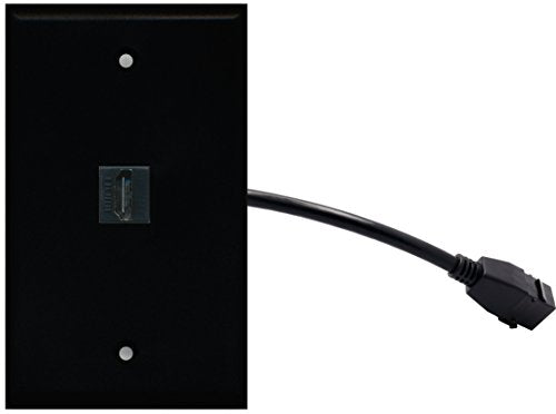 RiteAV (1 Gang Flat) HDMI Wall Plate w/ Pigtail Extension Cable Black