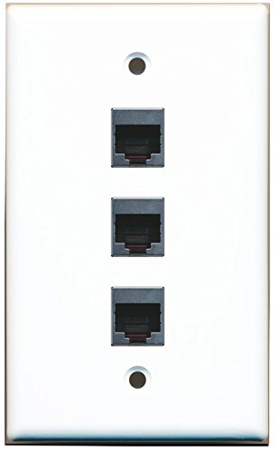RiteAV (1 Gang Flat) 3 Port Cat5e Shielded Wall Plate White