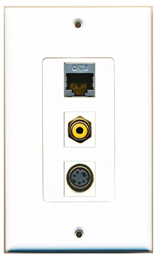 RiteAV - 1 Port RCA Yellow and 1 Port S-Video and 1 Port Shielded Cat6 Ethernet Decorative Wall Plate Decorative