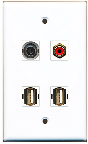 RiteAV - 1 Port RCA Red 2 Port USB A-A 1 Port 3.5mm Wall Plate