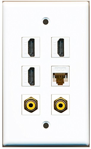RiteAV - 3 HDMI 2 Port RCA Yellow 1 Port Cat6 Ethernet White Wall Plate