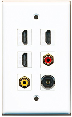 RiteAV - 3 HDMI 1 Port RCA Red 1 Port RCA Yellow 1 Port Toslink Wall Plate