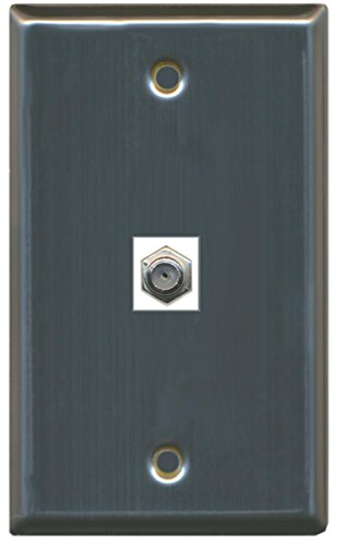 RiteAV Coax Cable TV Wall Plate 1 Gang Flat - Stainless Steel