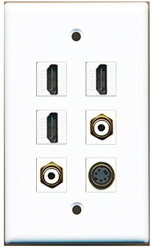 RiteAV - 3 HDMI 2 Port RCA White 1 Port S-Video Wall Plate