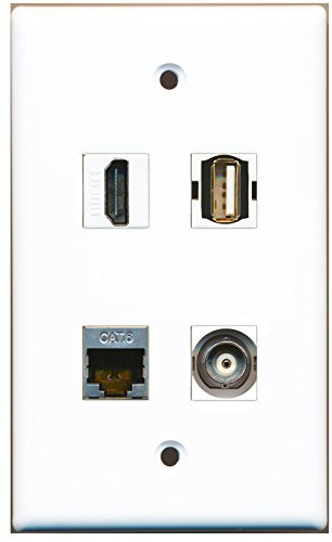 RiteAV - 1 Port HDMI 1 Port USB A-A 1 Port Shielded Cat6 Ethernet 1 Port BNC Wall Plate