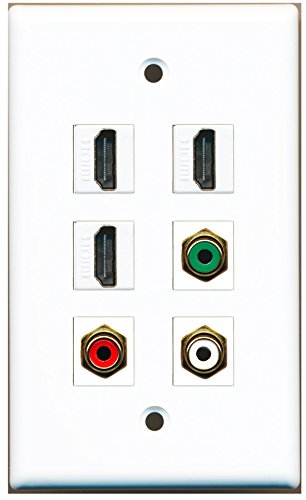 RiteAV - 3 HDMI 1 Port RCA Red 1 Port RCA White 1 Port RCA Green Wall Plate