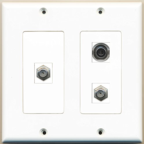 RiteAV - 2 Port Coax Cable TV- F-Type 1 Port 3.5mm - 2 Gang Wall Plate