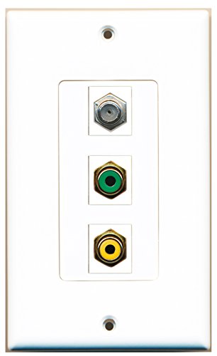 RiteAV - 1 Port RCA Yellow and 1 Port RCA Green and 1 Port Coax Cable TV- F-Type Decorative Wall Plate Decorative