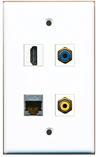RiteAV - 1 Port HDMI 1 Port RCA Yellow 1 Port RCA Blue 1 Port Shielded Cat6 Ethernet Wall Plate