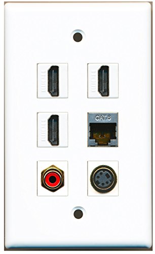 RiteAV - 3 HDMI 1 Port RCA Red 1 Port S-Video 1 Port Shielded Cat6 Ethernet Wall Plate