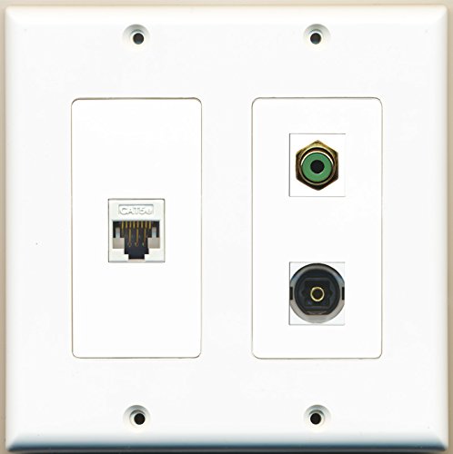 RiteAV - 1 Port RCA Green 1 Port Toslink 1 Port Cat5e Ethernet White - 2 Gang Wall Plate