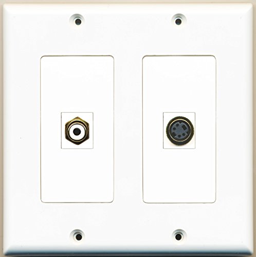RiteAV - 1 Port RCA White 1 Port S-Video - Dual Gang Wall Plate