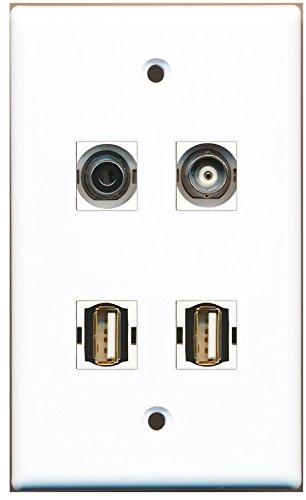 RiteAV - 2 Port USB A-A 1 Port 3.5mm 1 Port BNC Wall Plate