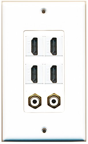 RiteAV - 4 Port HDMI 2 Port RCA White Wall Plate Decorative