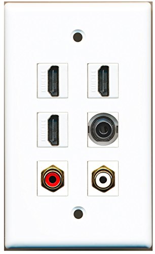 RiteAV - 3 HDMI 1 Port RCA Red 1 Port RCA White 1 Port 3.5mm Wall Plate