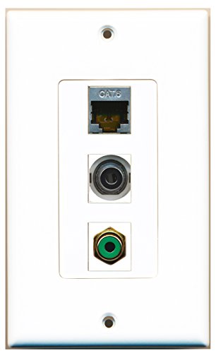 RiteAV - 1 Port RCA Green and 1 Port Shielded Cat6 Ethernet and 1 Port 3.5mm Decorative Wall Plate Decorative