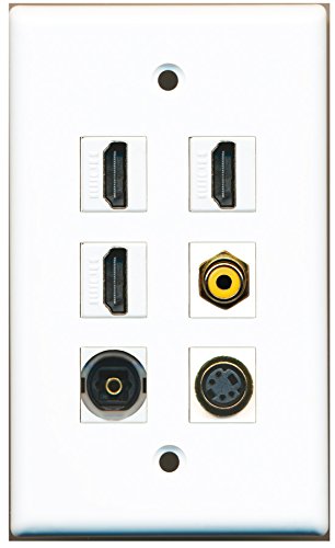 RiteAV - 3 HDMI 1 Port RCA Yellow 1 Port S-Video 1 Port Toslink Wall Plate