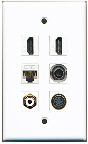RiteAV - 2 HDMI 1 Port RCA White 1 Port S-Video 1 Port 3.5mm 1 Port Cat5e Ethernet White Wall Plate