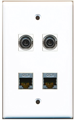RiteAV - 2 Port Shielded Cat6 Ethernet 2 Port 3.5mm Wall Plate