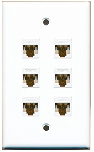 RiteAV - 6 Port Cat6 Ethernet RJ45 Female-Female Wall Plate White