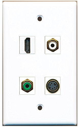 RiteAV - 1 Port HDMI 1 Port RCA White 1 Port RCA Green 1 Port S-Video Wall Plate