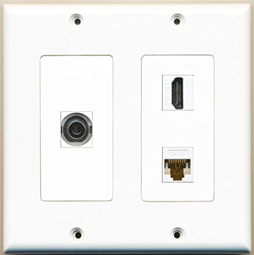RiteAV - 1 Port HDMI 1 Port 3.5mm 1 Port Cat6 Ethernet White - 2 Gang Wall Plate