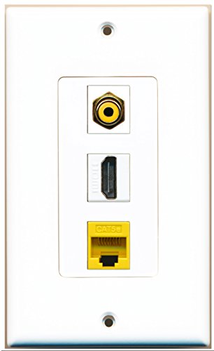 RiteAV - 1 Port HDMI 1 RCA Yellow 1 Cat5e Ethernet Yellow Wall Plate Decorative