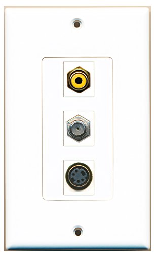 RiteAV - 1 Port RCA Yellow and 1 Port Coax Cable TV- F-Type and 1 Port S-Video Decorative Wall Plate Decorative
