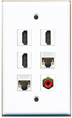 RiteAV - 3 HDMI 1 Port RCA Red 2 Port Cat5e Ethernet White Wall Plate
