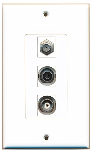 RiteAV - 1 Port Coax Cable TV- F-Type and 1 Port 3.5mm and 1 Port BNC Decorative Wall Plate Decorative