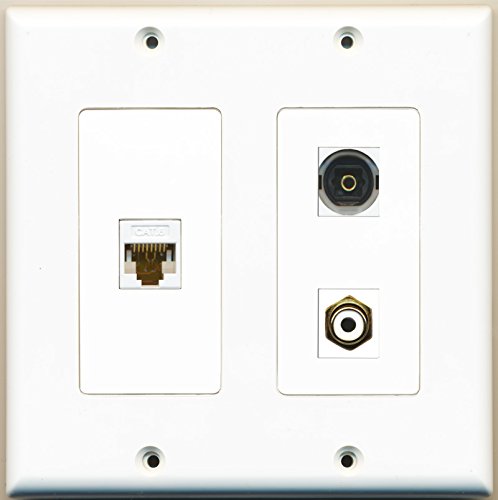 RiteAV - 1 Port RCA White 1 Port Toslink 1 Port Cat6 Ethernet White - 2 Gang Wall Plate