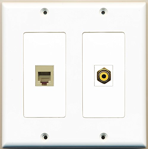 RiteAV - 1 Port RCA Yellow 1 Port Phone RJ11 RJ12 Beige - Dual Gang Wall Plate