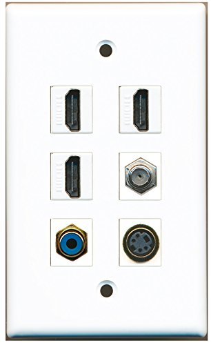 RiteAV - 3 HDMI 1 Port RCA Blue 1 Port Coax Cable TV- F-Type 1 Port S-Video Wall Plate
