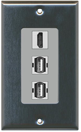 RiteAV - 1 Port HDMI 2 Port USB A-A Decorative Wall Plate - Stainless Steel/Gray
