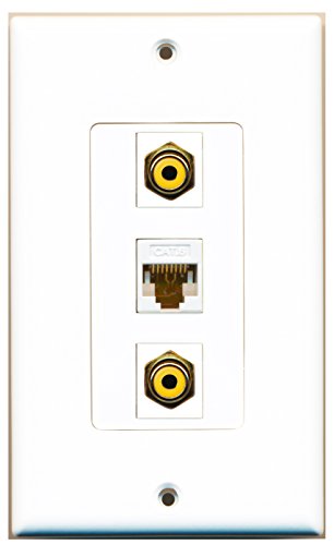 RiteAV - 2 Port RCA Yellow and 1 Port Cat6 Ethernet White Decorative Wall Plate Decorative